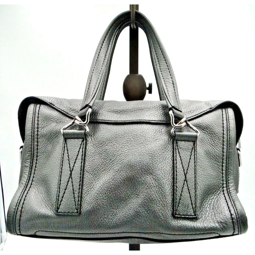 Marc‎ Jacobs Bag Crossbody Satchel Silver Pebbled Leather Handbag Purse Metallic
